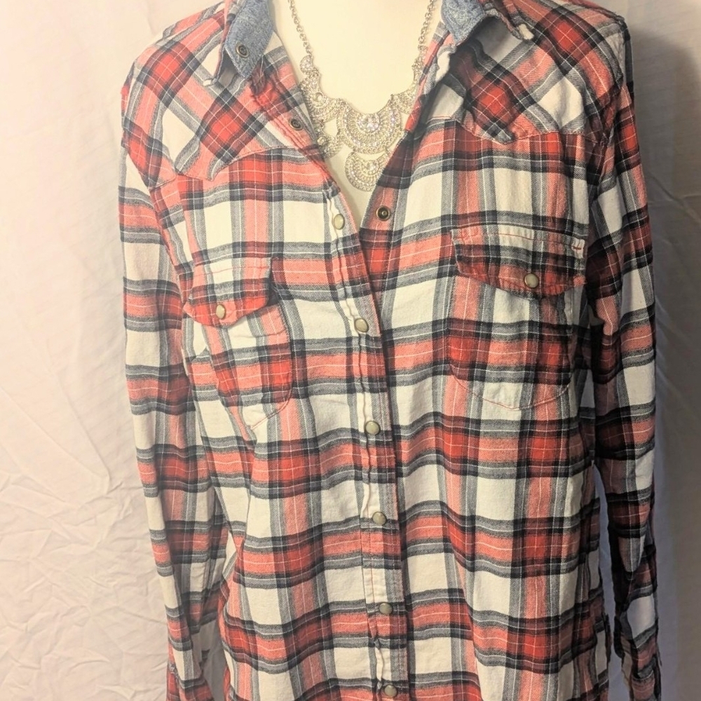 Othr Red and White Plaid Button Down Shirt
